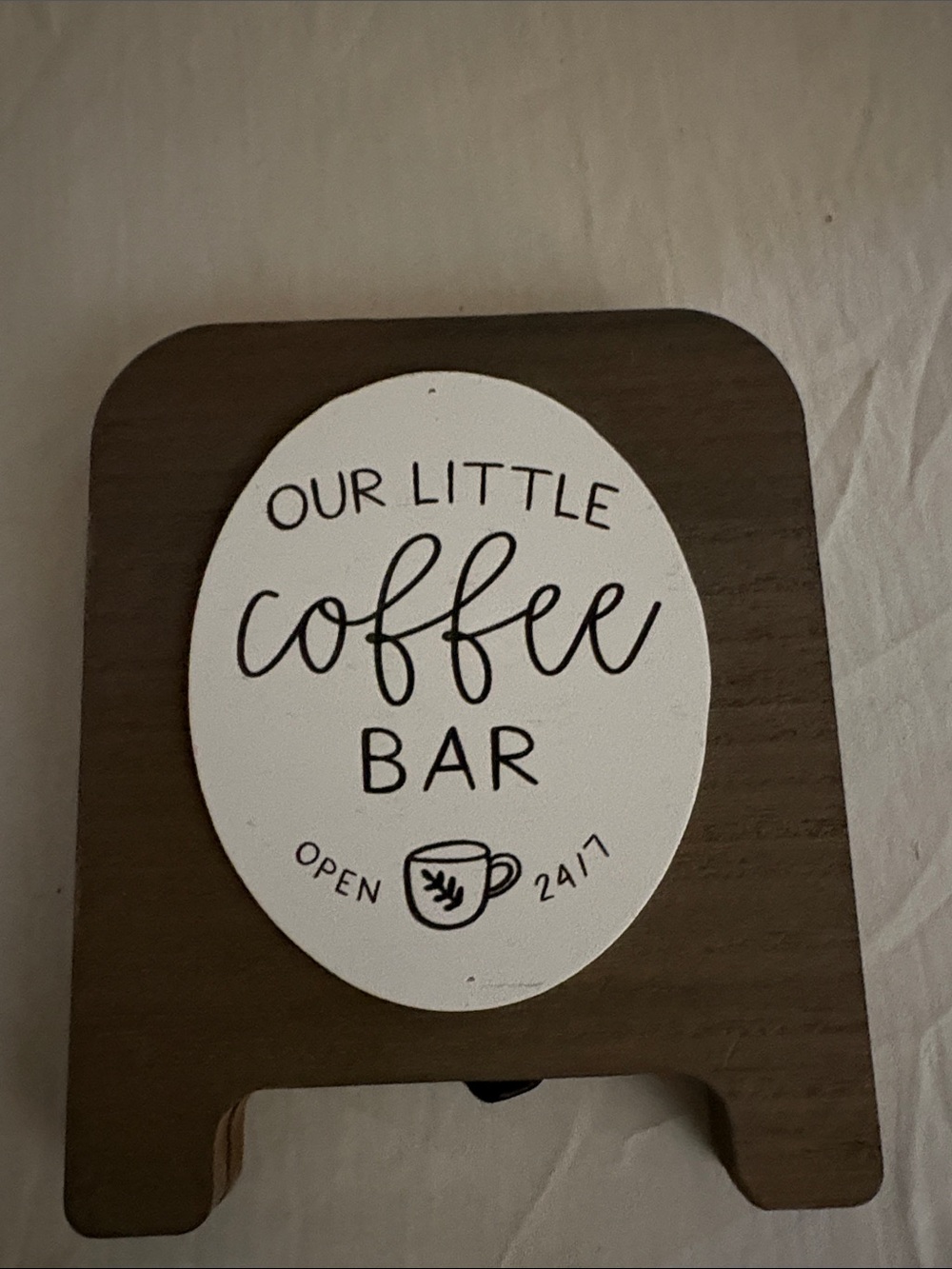 Wooden 'Our Little Coffee Bar' Decorative Sign - Brown & White
